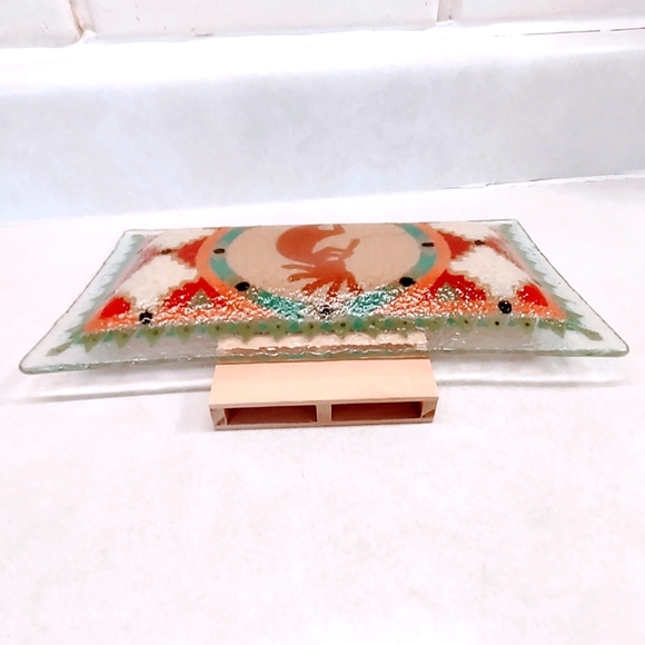 KOKOPELLI FUSED GLASS TRAY SIGNED BY PEGGY KARR RETIRED 2002 - Picture 9 of 9
